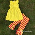 FALL OUTFITS girls 2 pieces sets girls stripe ruffle sets girls Dress Capri clothing set kids yellow top sets